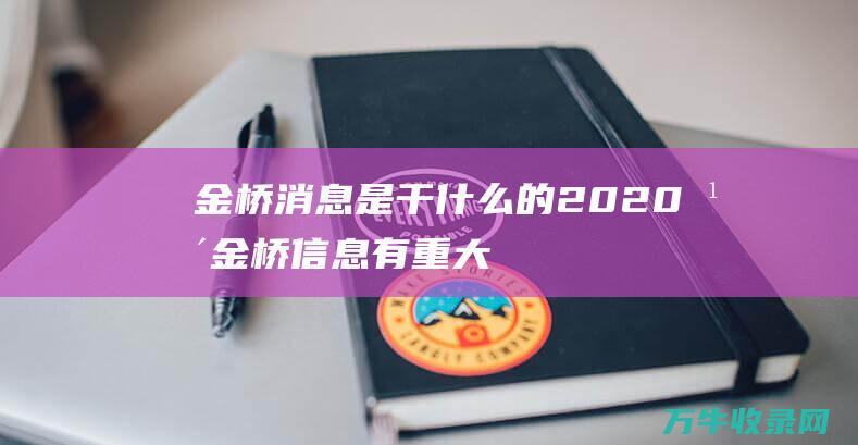 金桥消息是干什么的2020年金桥信息有重大